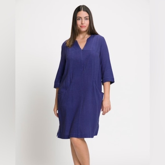 Ulla Popken Idigo Linen Blend Dress Size 20/22 - Picture 3 of 12
